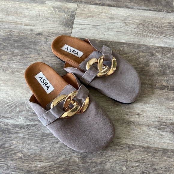 ASOS ASRA Fiscal clogs in mauve suede with chain detail - Size: 38 - Picture 4 of 12